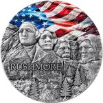 Pièce de monnaie en Argent 10 Cedis g 62.2 (2 oz) Millésime 2024 Rock Cut Monuments RUSHMORE