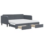 vidaXL Lit de jour avec gigogne et tiroirs gris foncé 90x190cm velours