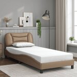 vidaXL Cadre de lit avec lumières LED cappuccino 80x200 cm similicuir