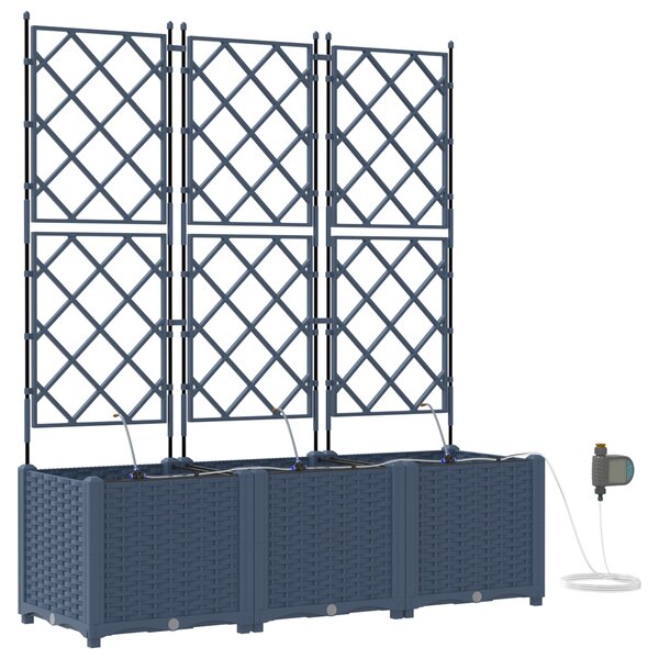 Bacs de jardin vidaXL avec système d'irrigation 3 Pièces Gris