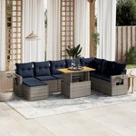 vidaXL Salon de jardin 9 Pièces avec coussins gris résine tressée
