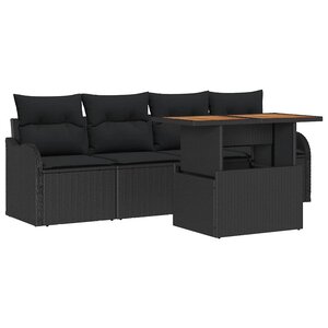 vidaXL Ensemble de canapé de jardin 5 Pièces Noir 100 x 55 x 73 cm