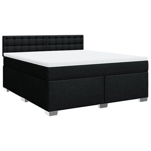 vidaXL Sommier à lattes de lit avec matelas Noir 180x200 cm Tissu