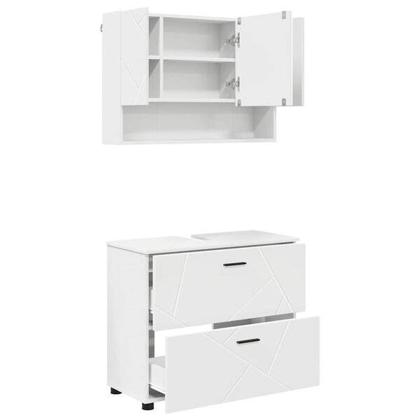 vidaXL Ensemble de mobilier de salle de bain avec tiroir 2 Pièces Blanc