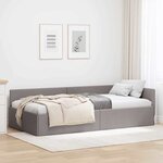 vidaXL Cadre de lit d'angle Taupe 100 cm x 200 cm tissu