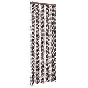 vidaXL Rideau anti-mouches marron et blanc 90x200 cm chenille