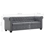 vidaXL Canapé à 3 places Revêtement en velours 199 x 75 x 72 cm Gris