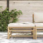 vidaXL Repose-pied de jardin avec coussin blanc crème Bambou