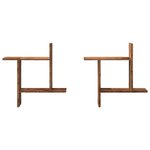 vidaXL Étagères murales 2 Pièces vieux bois 50x12x50 cm bois d'ingénierie