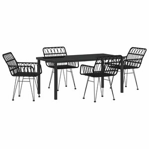 vidaXL Ensemble de salle à manger pour jardin 5 Pièces Noir