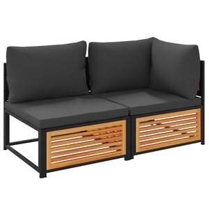 vidaXL Canapé de jardin avec coussins 2 places bois massif d'acacia