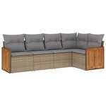 vidaXL Salon de jardin avec coussins 5 Pièces beige résine tressée