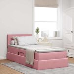 vidaXL Lit de rangement LED avec matelas Rose 100 x 200 cm Velours