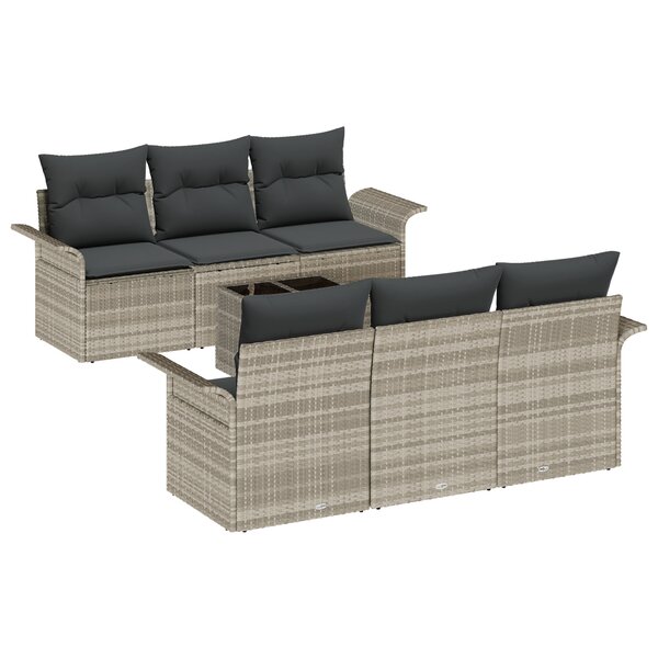 vidaXL Set de 7 Canapés de Jardin avec Coussins Gris Clair Poly Rattan