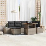 vidaXL Ensemble de canapé de jardin 7 Pièces Gris Poly rotin