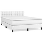 vidaXL Sommier à lattes de lit avec matelas Blanc 140x200cm Similicuir