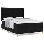 vidaXL Lit à Ressorts avec matelas Noir 140 x 200 cm tissu