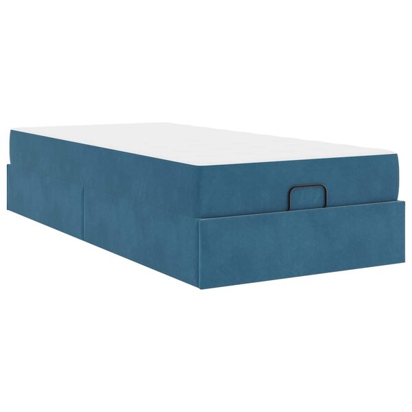 vidaXL Cadre de lit avec matelas avec matelas 2 Pièces Bleu Velours