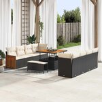 vidaXL Ensemble de canapé de jardin avec coussin 11 Pièces Noir et Crème