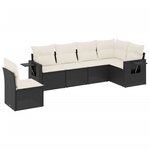 vidaXL Salon de jardin 6 Pièces avec coussins noir résine tressée