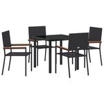 vidaXL Ensemble de salle à manger de jardin 5 pièces Noir Poly Rattan