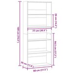 vidaXL Bibliothèque gris béton 80x30x189 cm bois d'ingénierie