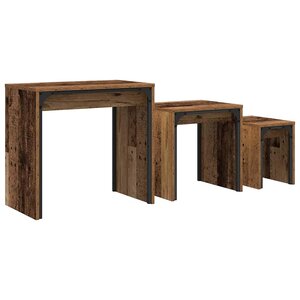 vidaXL Table basse gigogne 3 Pièces Bois ancien 60 x 35 x 56 cm