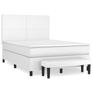 vidaXL Sommier à lattes de lit avec matelas Blanc 140x200cm Similicuir
