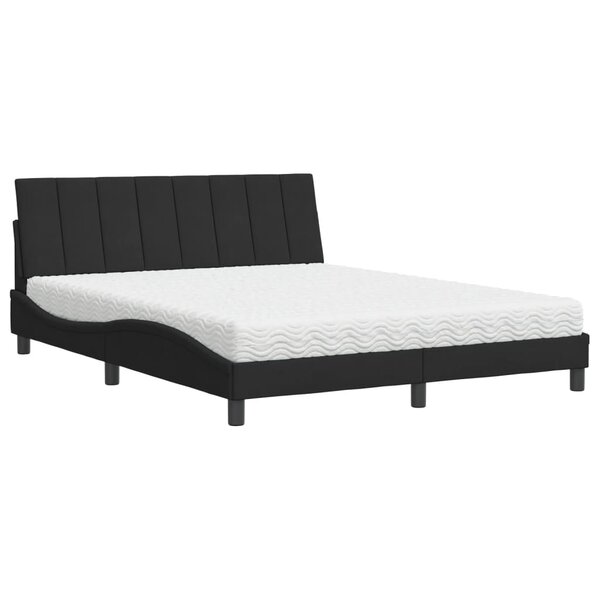 vidaXL Lit avec matelas noir 160x200 cm velours