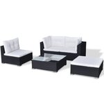Salon de jardin meuble d'extérieur ensemble de mobilier 5 pièces avec coussins résine tressée noir 02_0016482