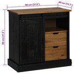vidaXL Buffet HALDEN porte coulissante noir 80x40x80 cm bois massif