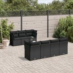 vidaXL Salon de jardin 8 Pièces avec coussins noir résine tressée