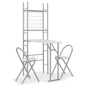 vidaXL Ensemble à dîner pliant 3 Pièces et étagère de rangement MDF acier