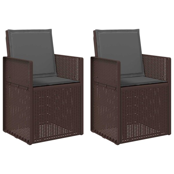 vidaXL Chaises de jardin salle à manger 2 pc Marron et anthracite PP
