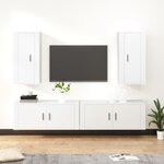vidaXL Ensemble de meubles TV 4 Pièces Blanc Bois d'ingénierie
