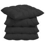 vidaXL Coussins de siège 4 Pièces Noir 40 x 40 x 6 cm Microfibre