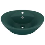 vidaXL Lavabo ovale à trop-plein Vert foncé mat 58 5x39 cm Céramique