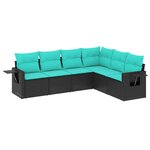 vidaXL Salon de jardin 6 Pièces avec coussins noir résine tressée