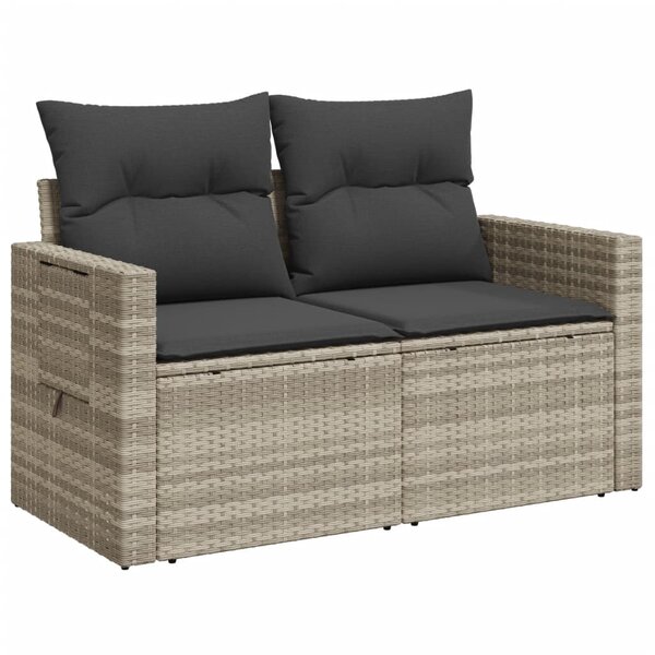 vidaXL Canapé de jardin 2 places et coussins gris clair résine tressée