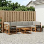 vidaXL Ensemble de canapés d'extérieur 6 pc Naturel et gris clair