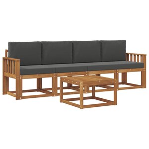 vidaXL Ensemble de canapés d'extérieur 5 Pièces Naturel et Anthracite