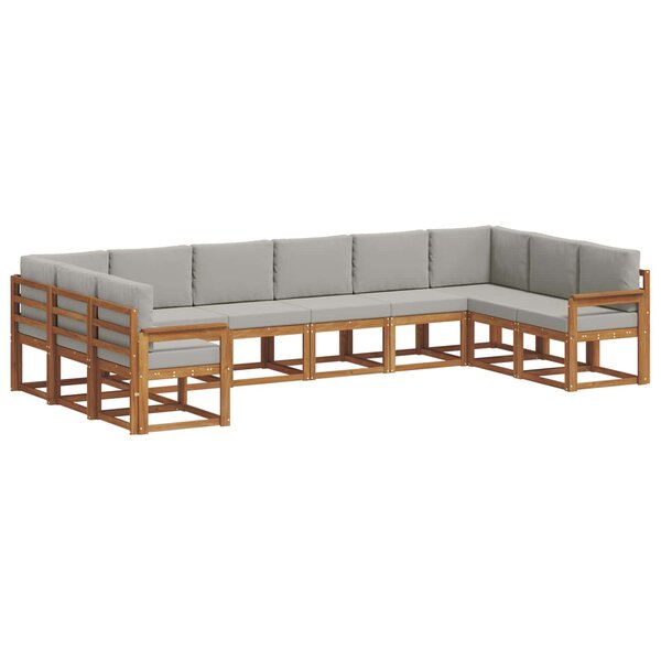 vidaXL Ensemble de canapés d'extérieur 10 pc Gris Naturel et Clair