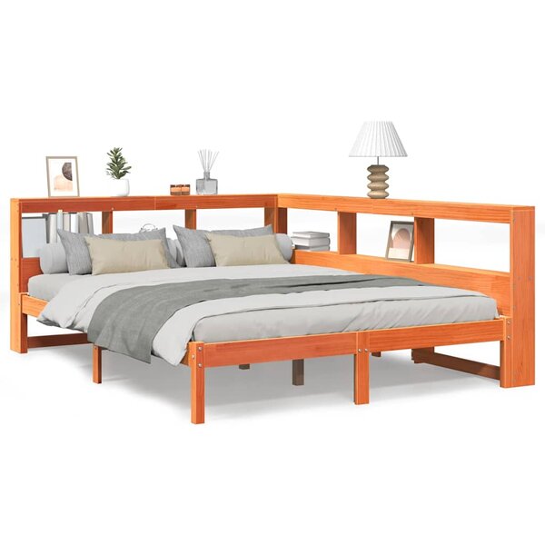vidaXL Lit bibliothèque sans matelas cire marron 140x190 cm pin massif