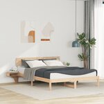 vidaXL Cadre de lit avec tables de chevet Marron Bois massif en pin