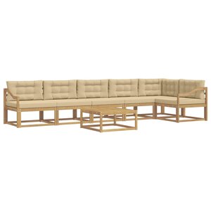 vidaXL Ensemble de canapés d'extérieur 7 pc Blanc et Beige Polyester