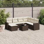 vidaXL Salon de jardin 8 Pièces avec coussins marron résine tressée