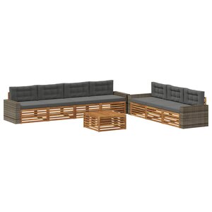 vidaXL Ensemble de canapés d'extérieur 8 pc Naturel et Anthracite