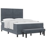vidaXL Lit à ressort avec matelas et banc gris foncé 140x190 cm velours