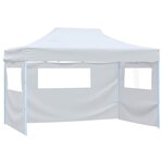 vidaXL Tente de réception pliable avec 4 parois 280x410x315 cm Acier Blanc