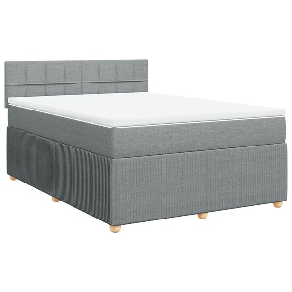 vidaXL Sommier à lattes de lit avec matelas Gris clair 140x190cm Tissu